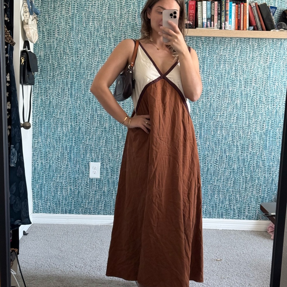 Sancia Naomi Brown and Cream Colorblock Maxi Dress size XL - Picture 3 of 4